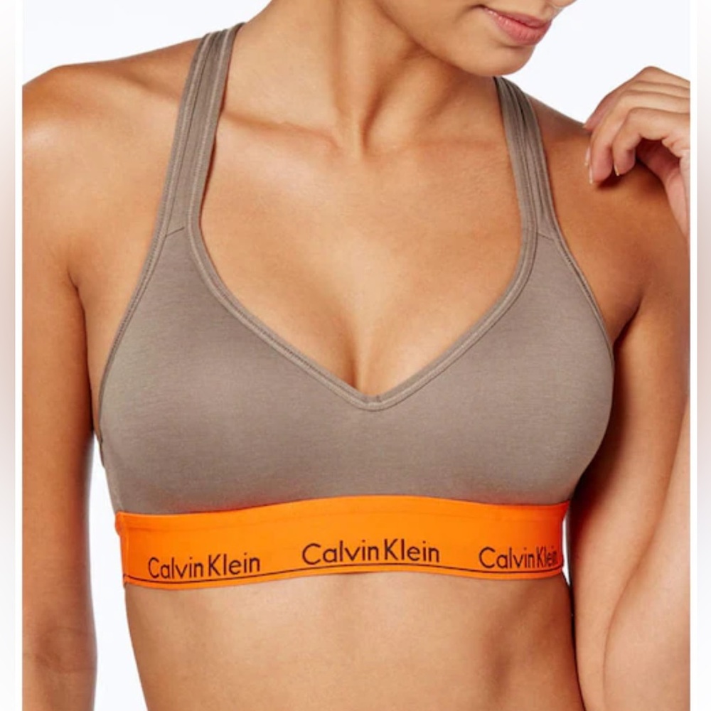 Calvin Klein Orange and Tan Sport Bra‎ Sz L